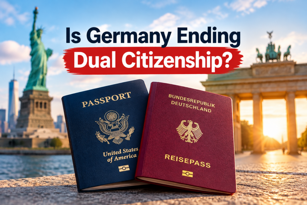U.S. and German passports illustrating dual citizenship for German Americans